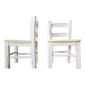 Vintage children's chair pair – White patinated wood