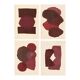 Collection of 4 abstract paintings in wine red signed Eawy.