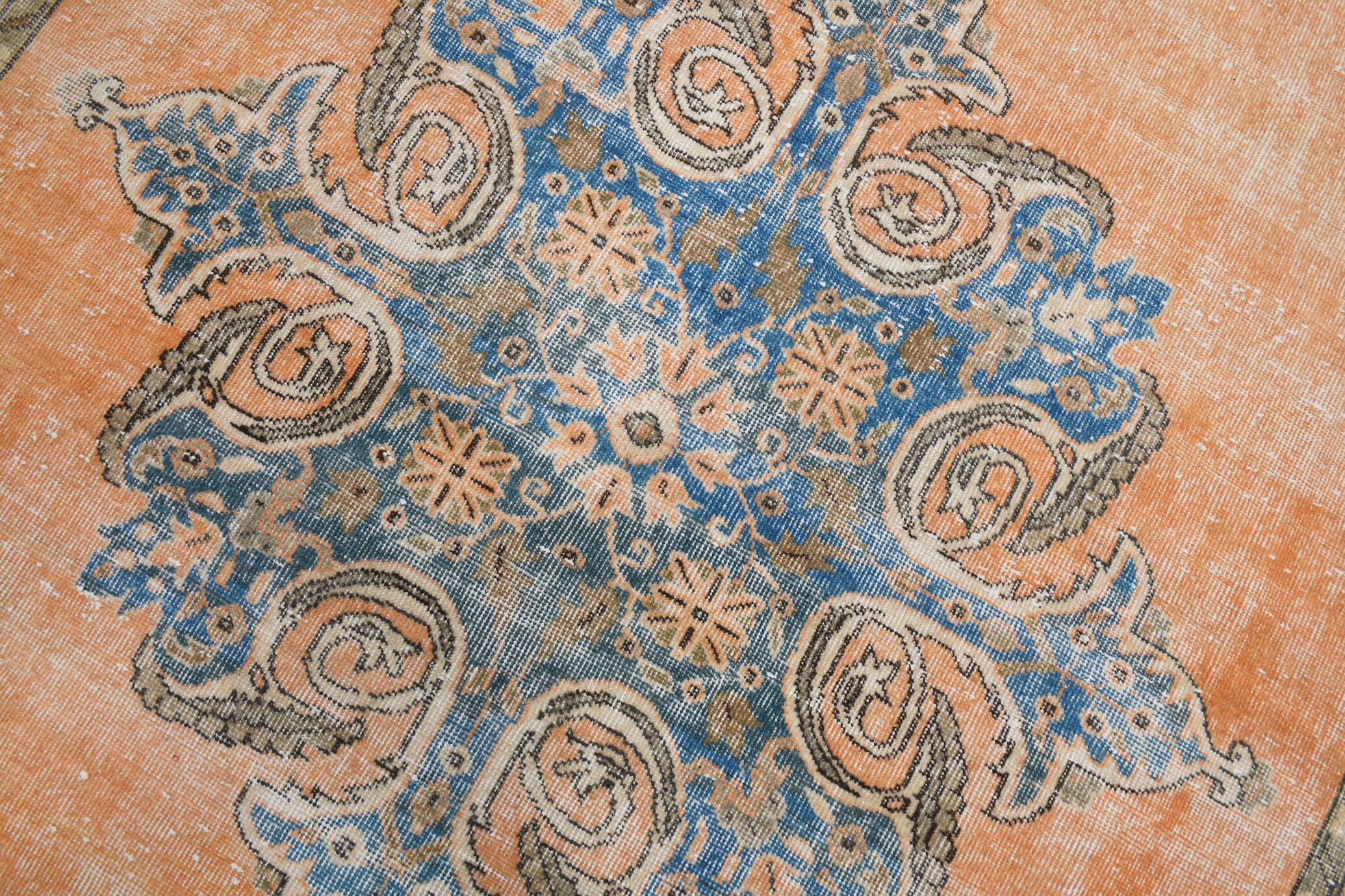 7x12 Peach & Blue Vintage Classic Antique Area Rug, 219x354Cm