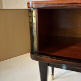 Pair of vintage bedside tables in marquetry wood – revisited Art Deco style
