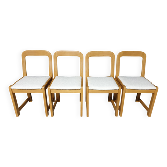 Set of 4 Scandinavian beech chairs from the 70s