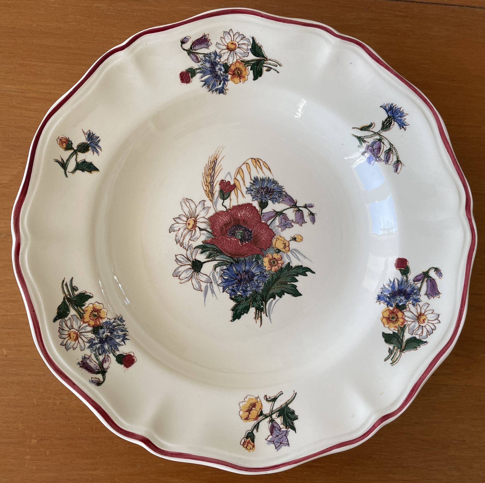 6  grandes assiettes creuses anciennes en faïence de Sarreguemines