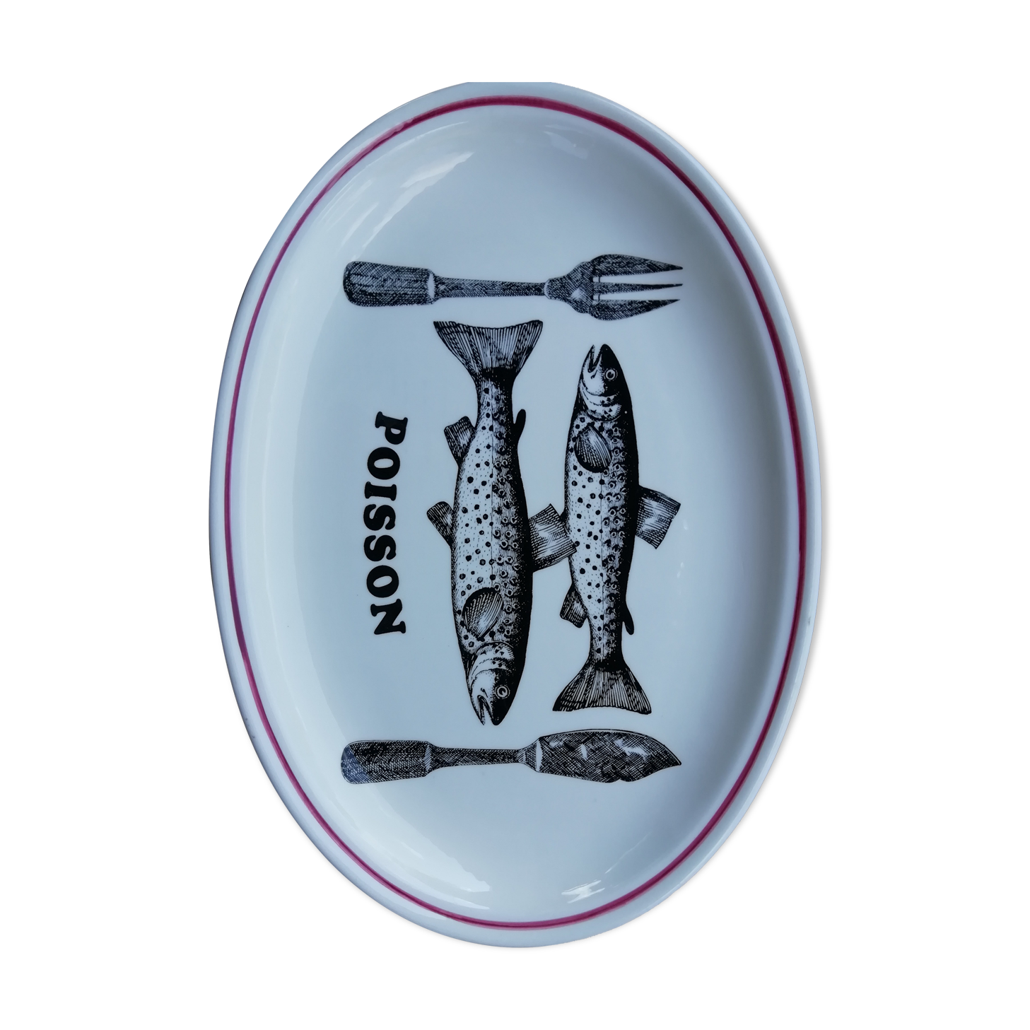 Oval dish with fish decoration Gien