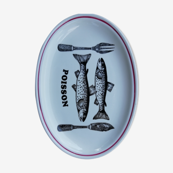 Plat ovale décor poissons Gien