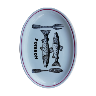 Plat ovale décor poissons Gien