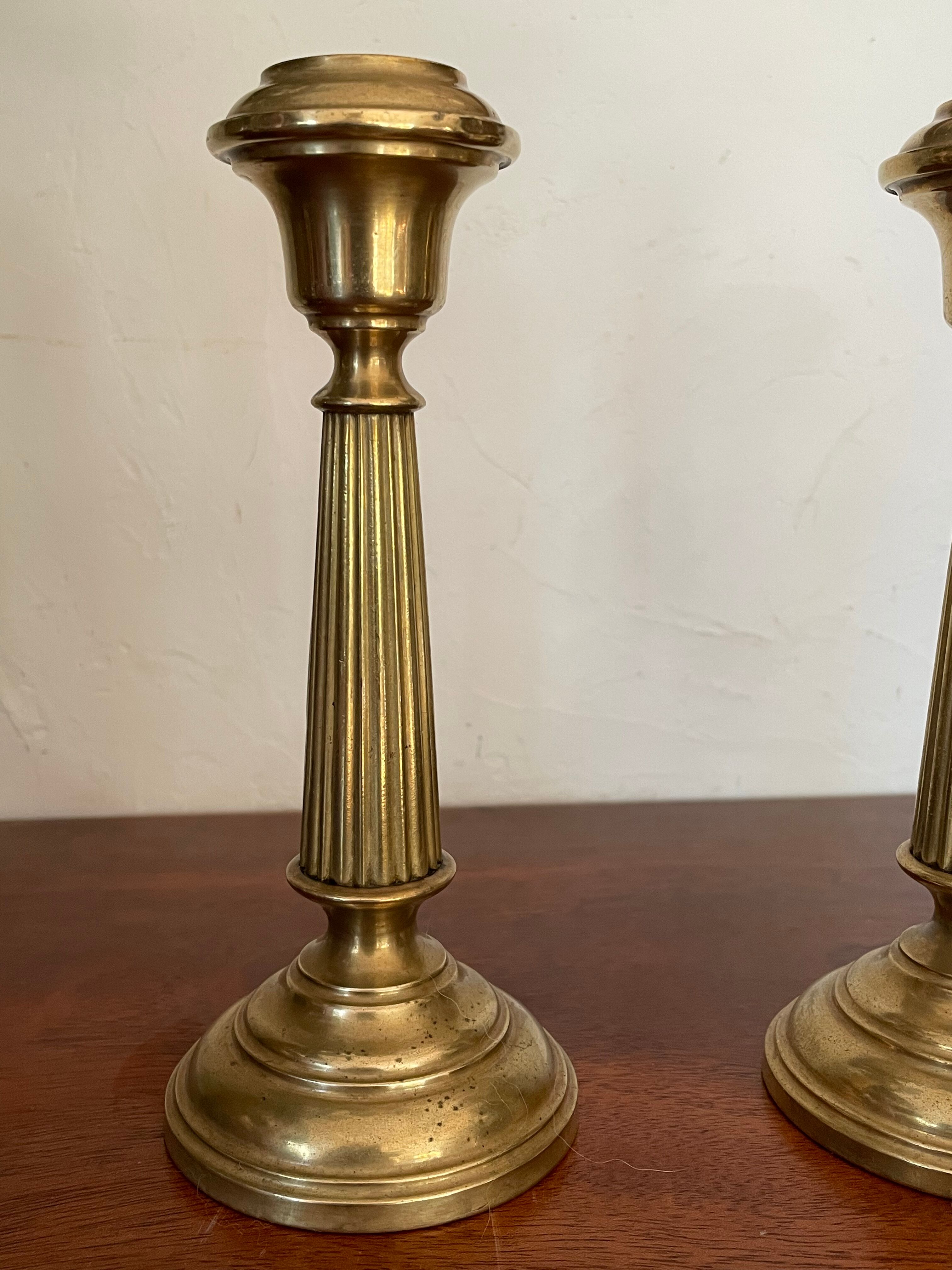 Pair of brass candle holders XIXth