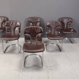 Lot de 6 chaises de salle à manger vintage par Willy Rizzo pour cidue, années 1970