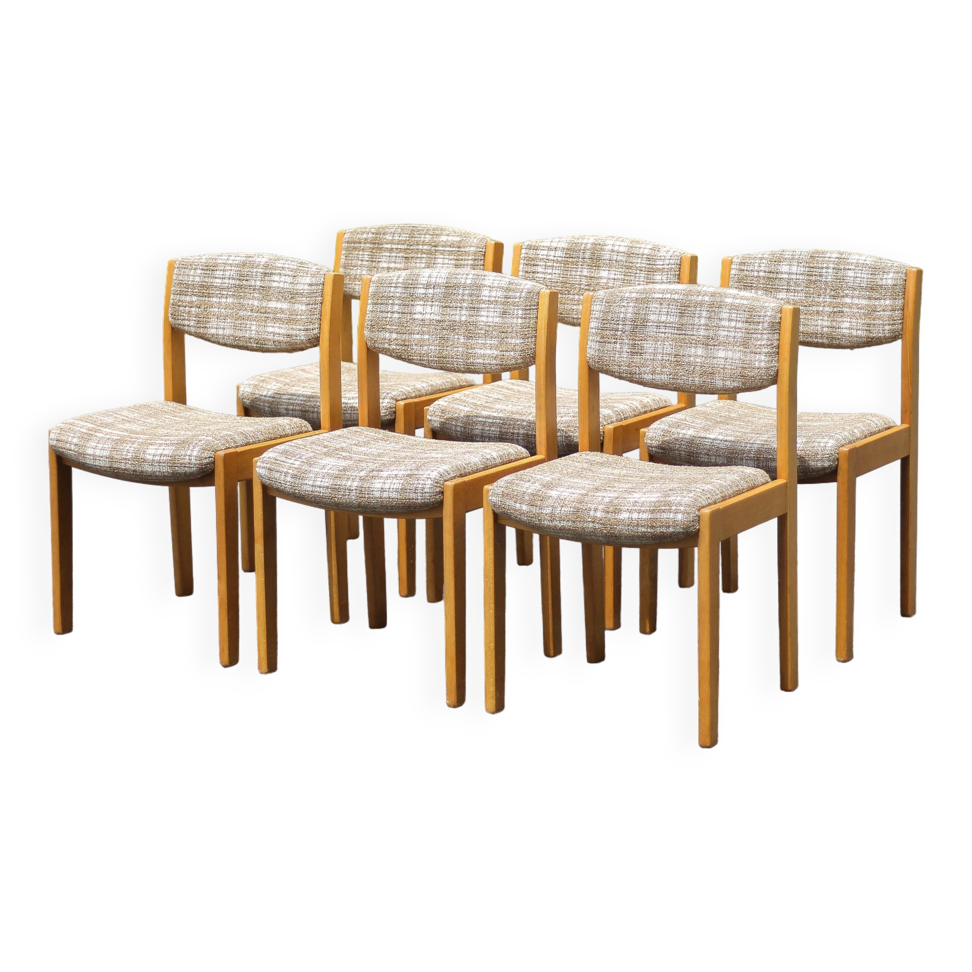Dining room chairs X 6, vintage chair, vintage wood and fabric chair, series of chairs, decoration