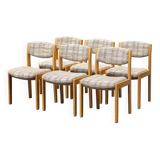 Dining room chairs X 6, vintage chair, vintage wood and fabric chair, series of chairs, decoration