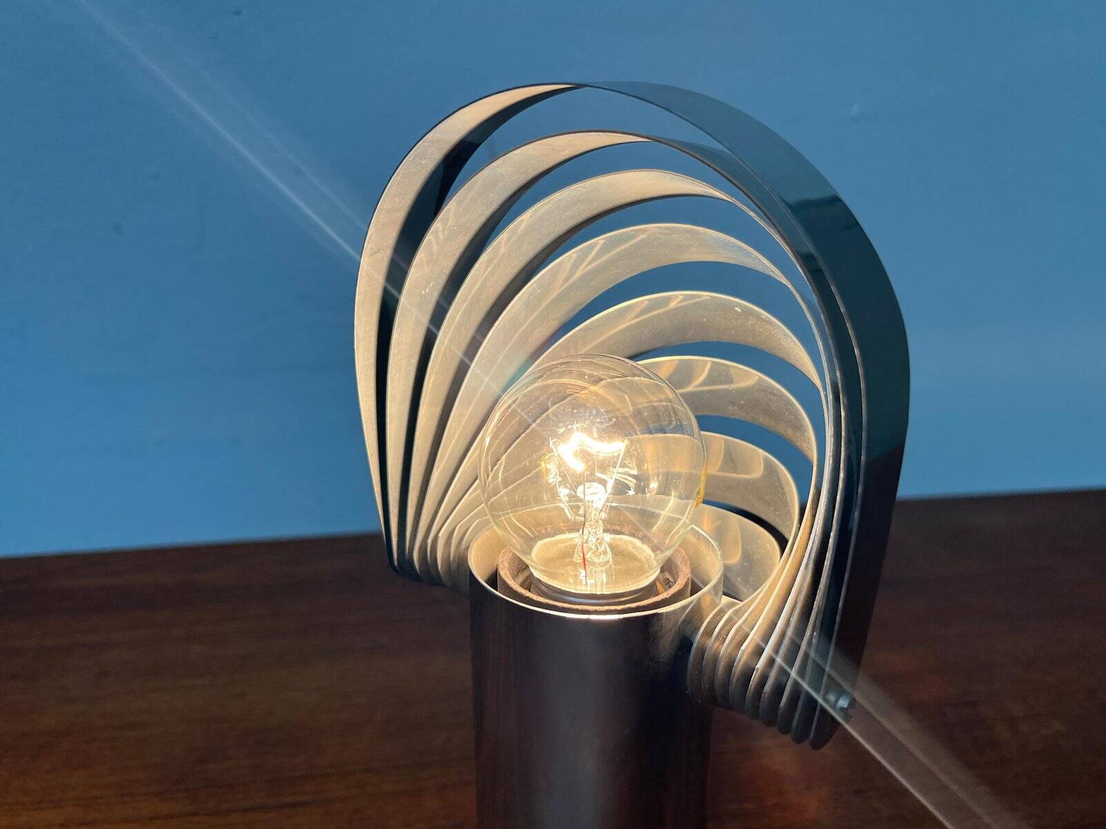 Vintage Swiss Visier table lamp from the space age by E. R. Nele for Temde, 1970s.