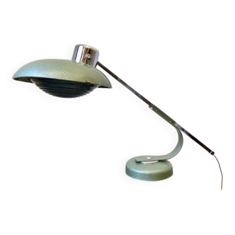 Solère telescopic lamp, hammered paint & blue diffuser, 1950s