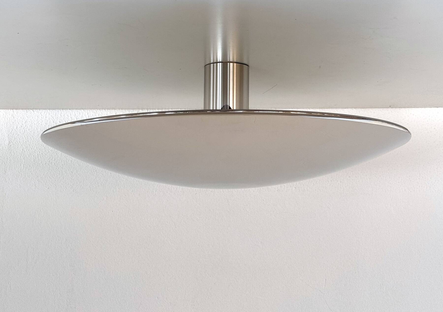 Florian Schulz Large Flush Mount Light Sela in polished Nickel, 1970s