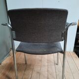 Suite of 4 contemporary armchairs in chrome-plated metal
