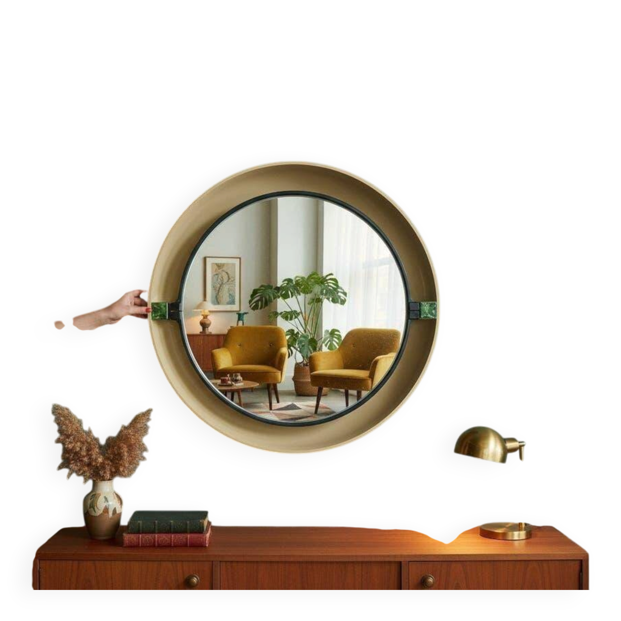 Vintage round mirror allibert with lighting