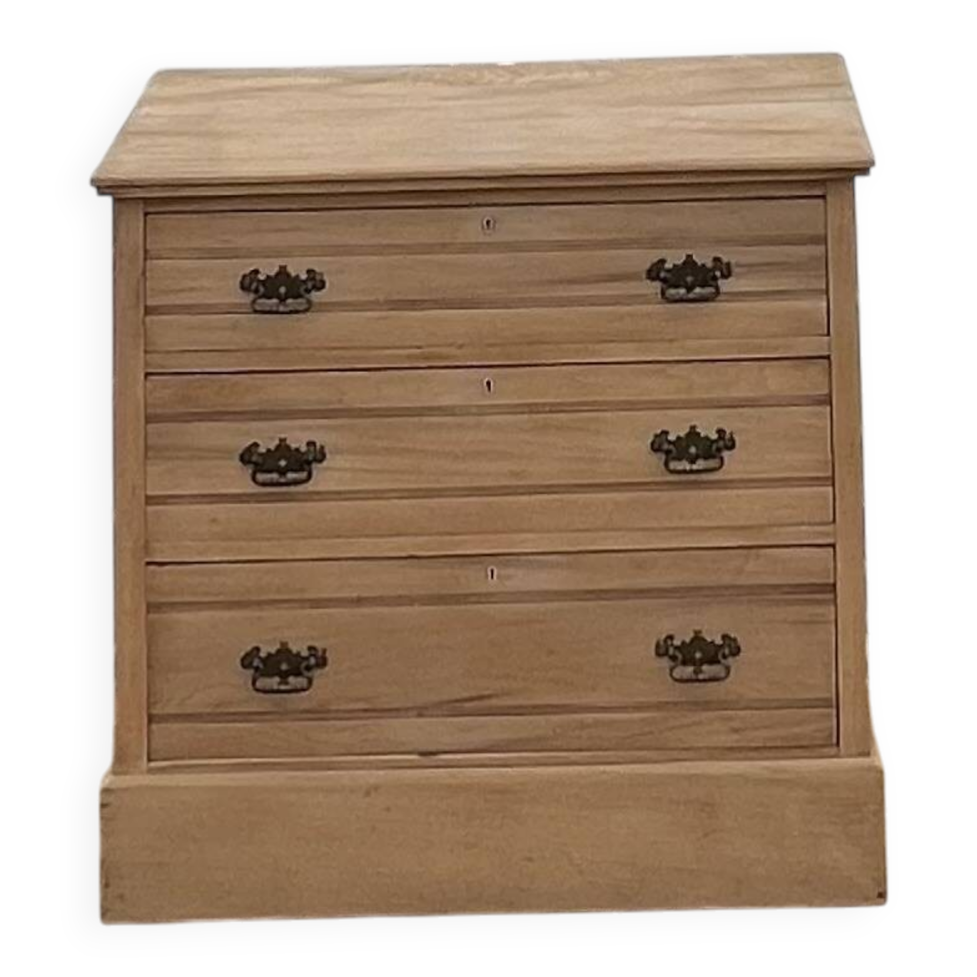 Antique chest of drawers in raw solid wood with 3 drawers
