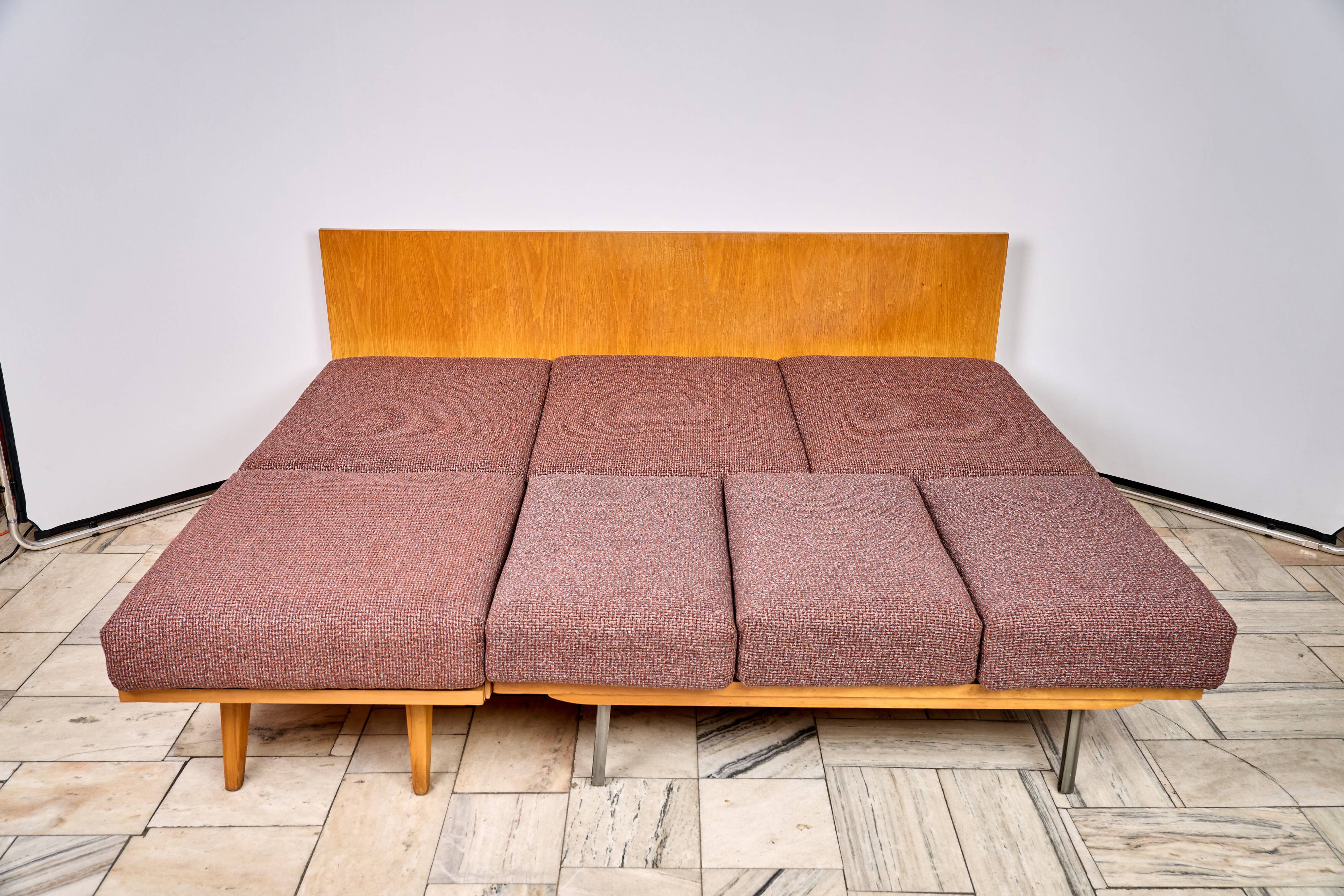 Vintage Modular Corner Sofa Bed with Ottoman, 1960s, Czechoslovakia