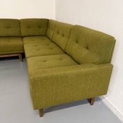 Vintage modular Scandinavian design green fabric corner sofa 1960s