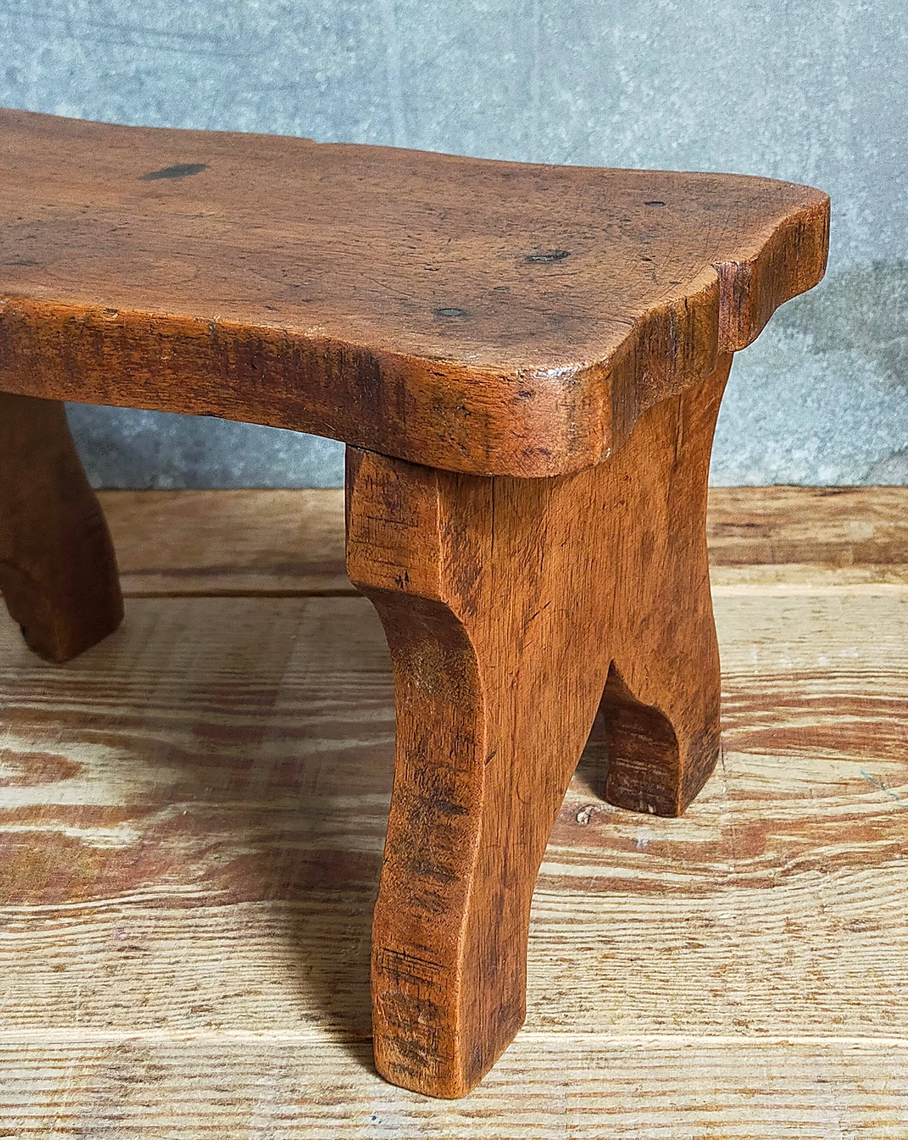 Old solid wood footrest stool