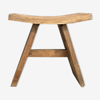 Curved Asian teak seated stool