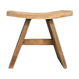 Curved Asian teak seated stool