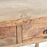 Table console antique en orme rustique