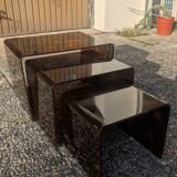 Nesting tables in plexiglass with tortoiseshell pattern from the 1970s.