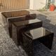 Nesting tables in tortoiseshell plexiglass, 1970s.