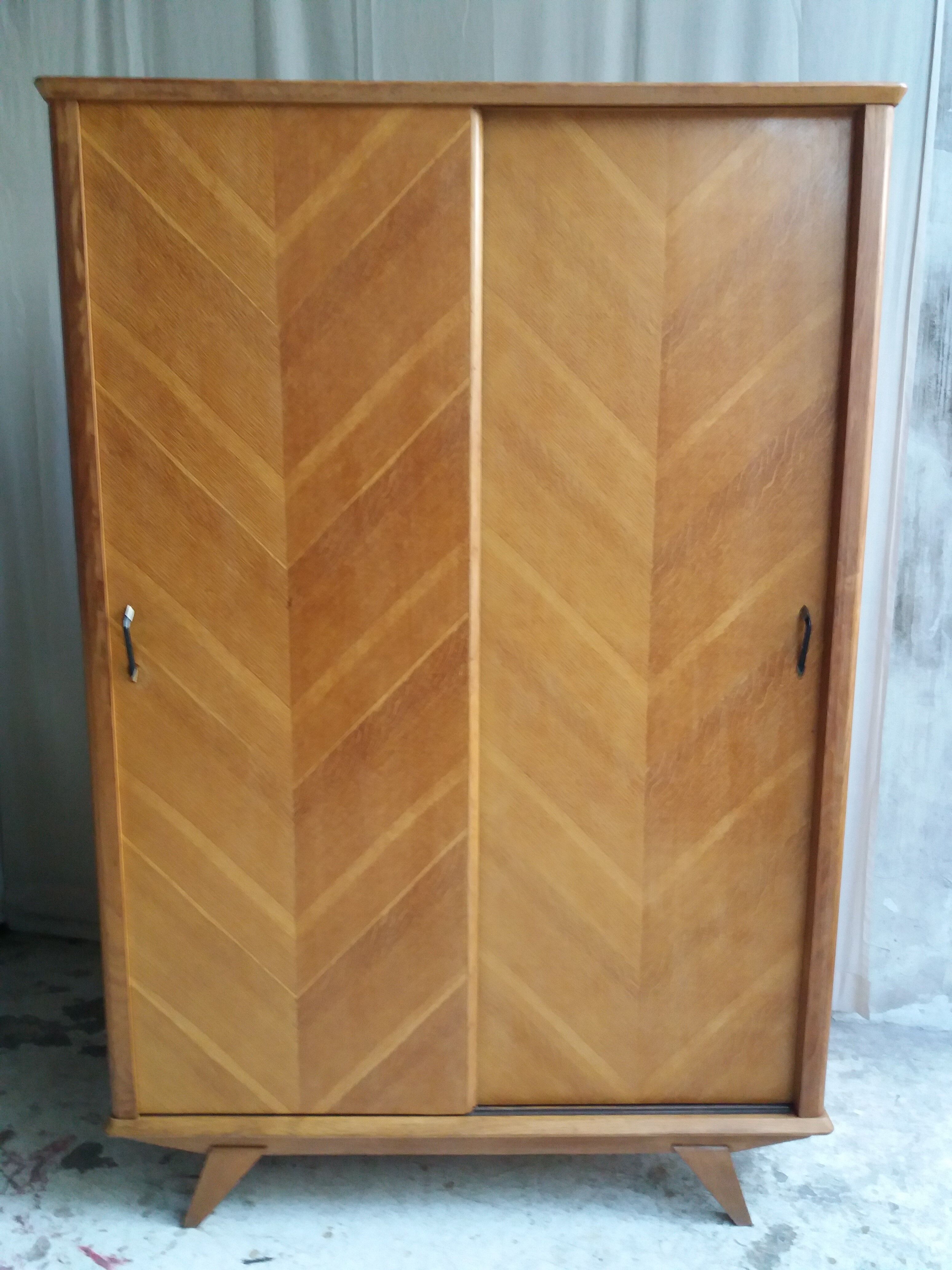 Vintage wardrobe with 2 sliding doors