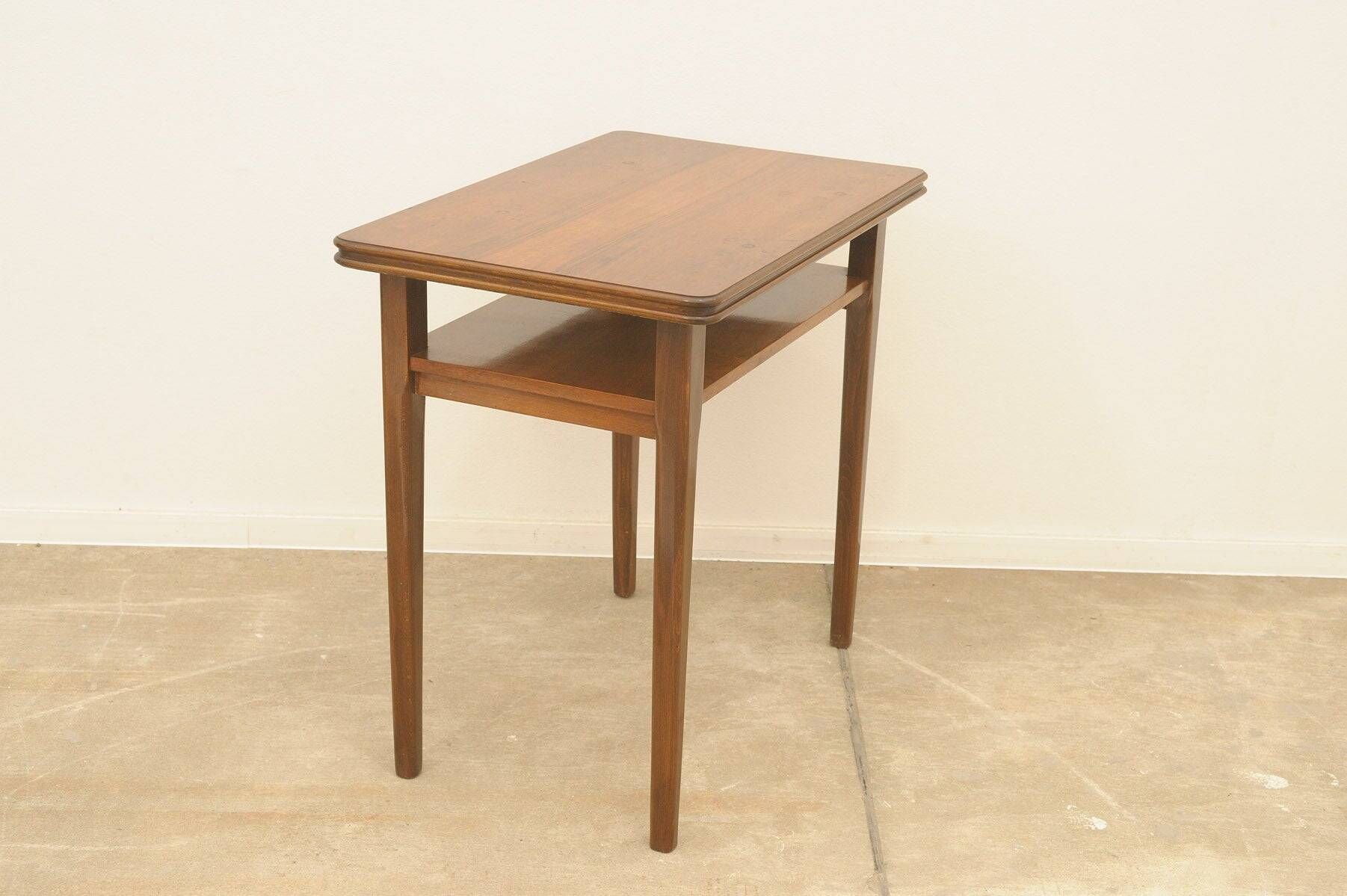 Mid-century walnut coffee table, wooden living room table, 1950s
