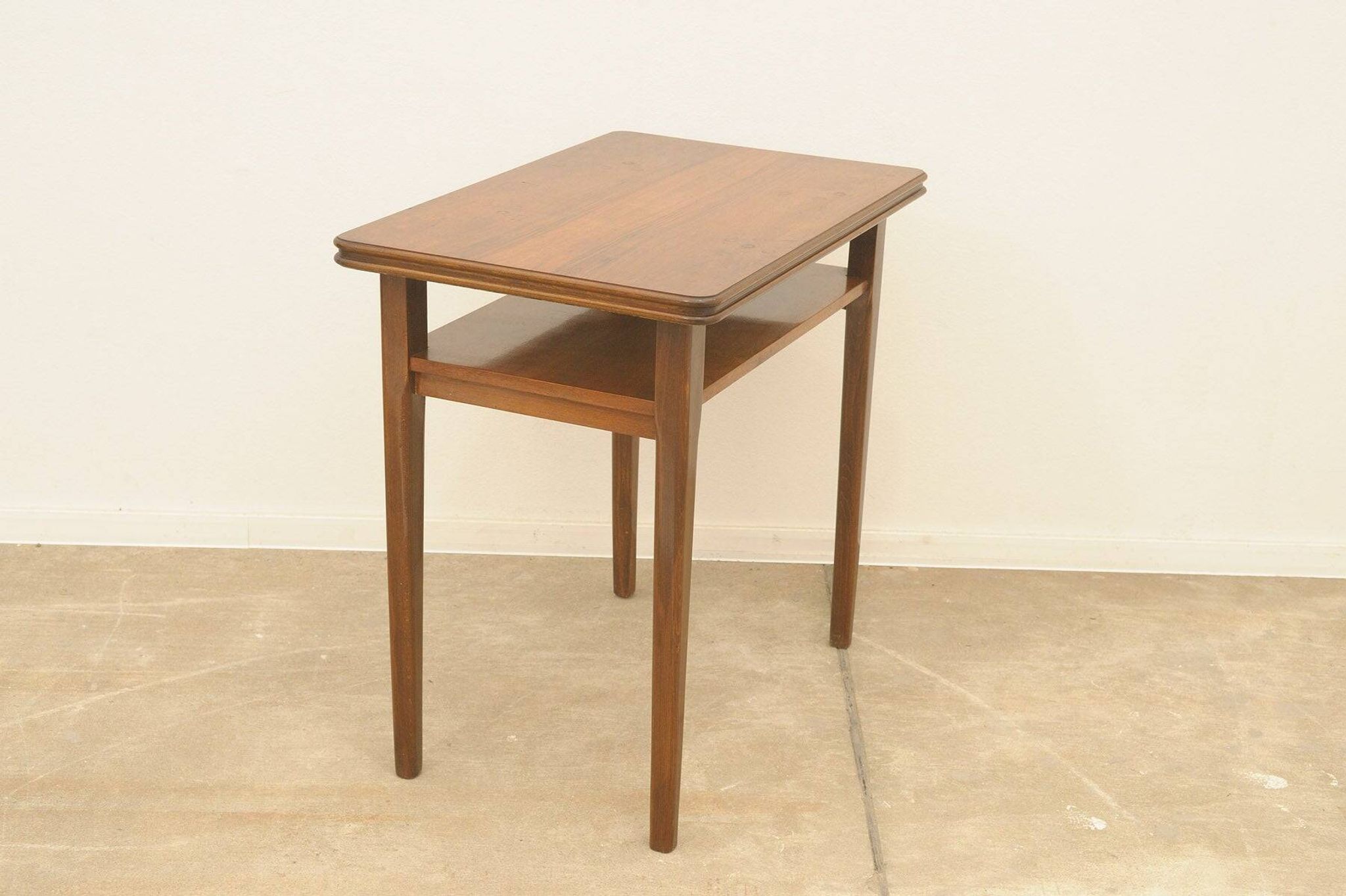 Mid-century walnut coffee table, wooden living room table, 1950s