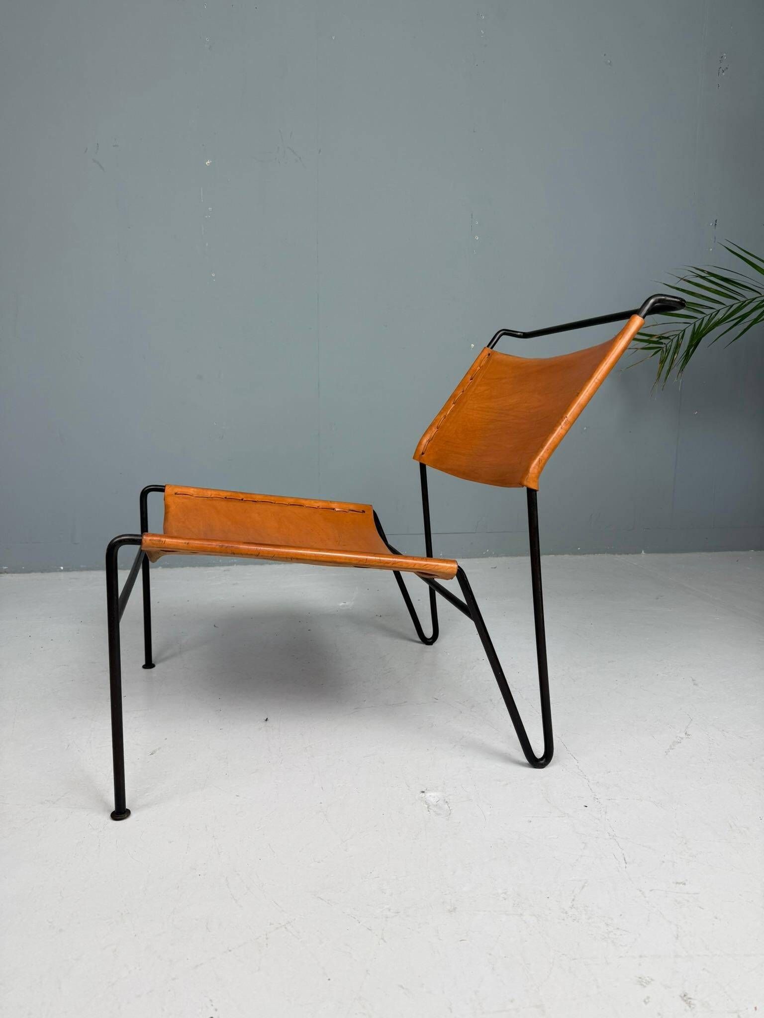 A. A. Dolleman Lounge Chair by Metz & Co, Mid-Century Leather & Metal