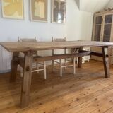 Dining table in natural wood, 220 x 100 x 77 cm, recycled pine.
