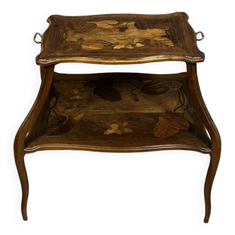 Marquetry tea table, signed Louis Majorelle, Art Nouveau period, 19th century with double trays