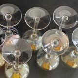 7 vintage iridescent foot glasses