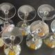 7 vintage iridescent foot glasses