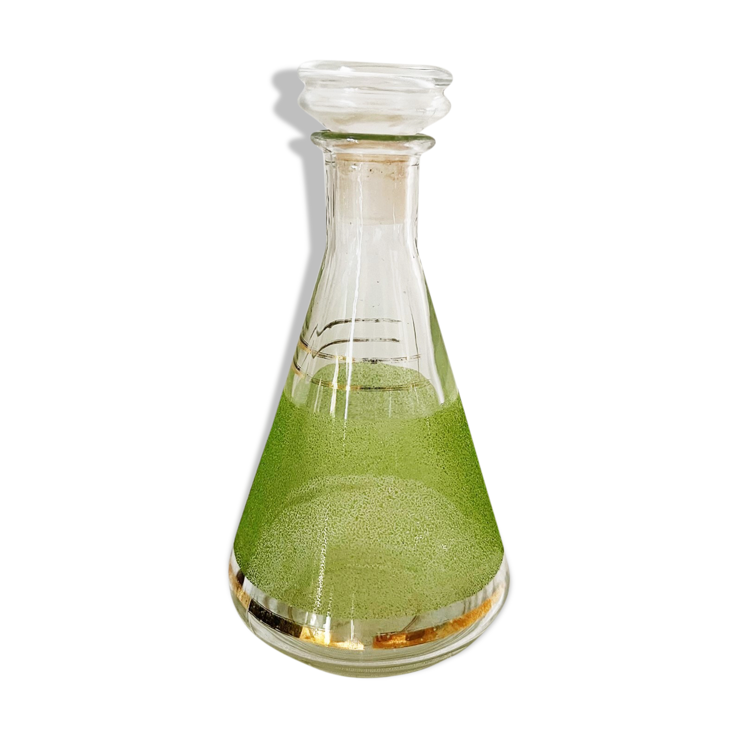 Green granite glass decanter - 50s
