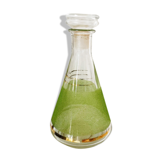 Green granite glass decanter - 50s