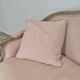 Louis XV style bench sofa in pink fabric and burlap