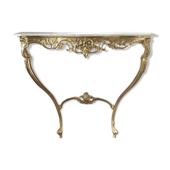 Console murale italienne laiton marbre