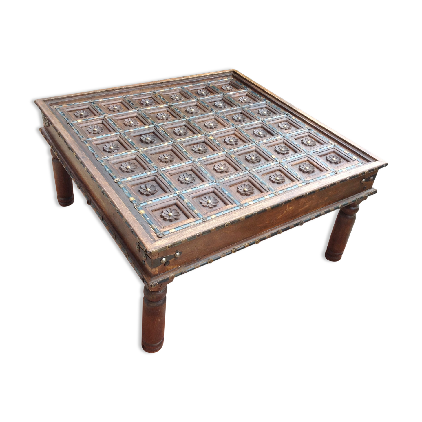 Colonial-style wooden square coffee table
