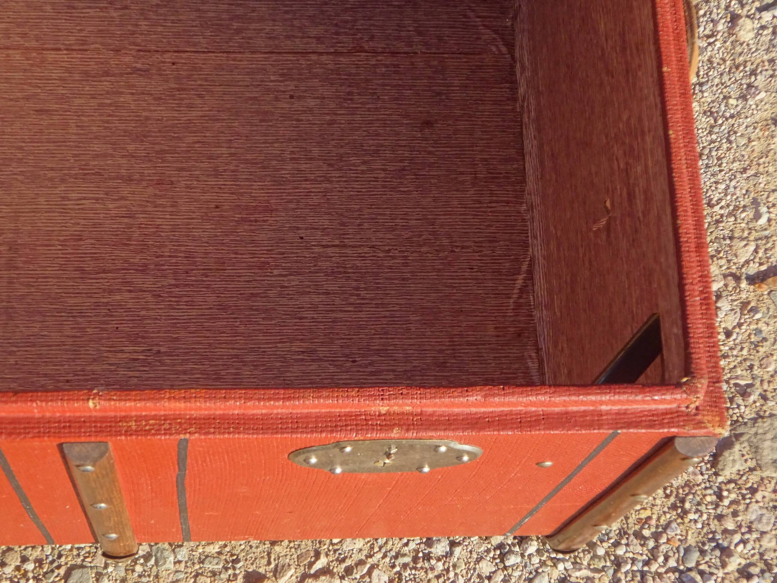 Old curved travel trunk