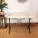 Table bistrot italienne en marbre et fonte