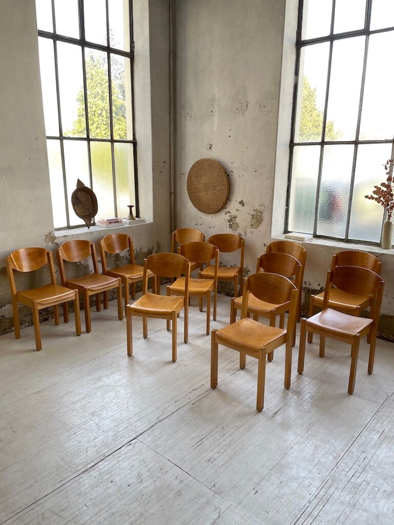 12 80s beech chairs