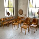 12 80s beech chairs