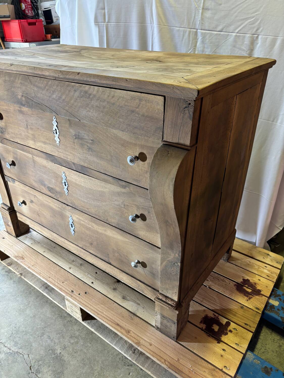 Old raw wood chest of drawers