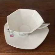 set of 2 Art Deco porcelain tea cups from Czechoslovakia