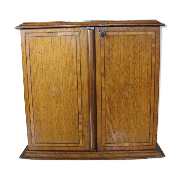 Cabinet de Fumeur Édouardien en Chêne et Marqueterie