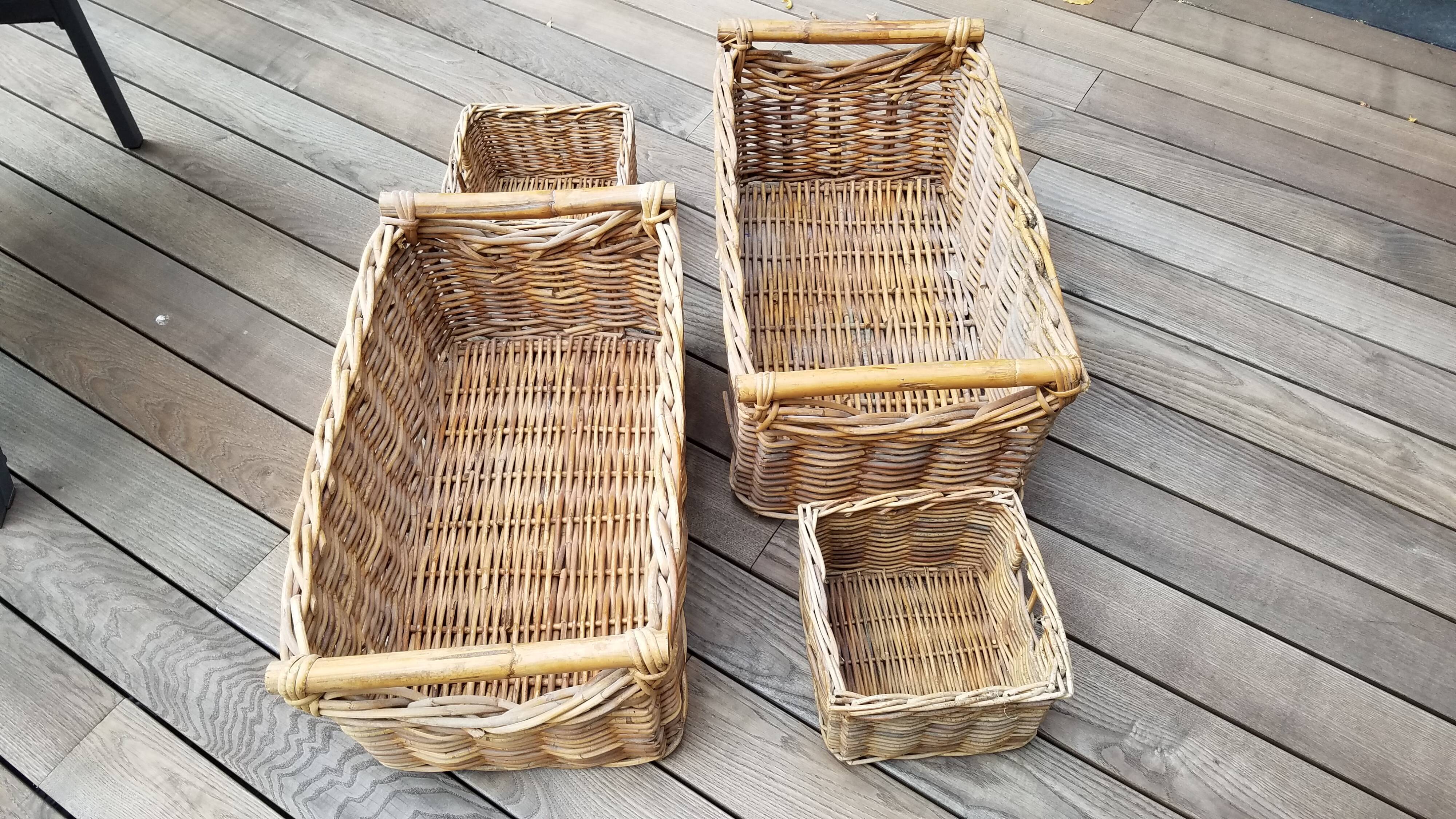 Set of four wicker baskets