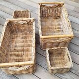 Set of four wicker baskets
