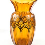 Art déco vase, honey crystal, galvanic coating, Poland, 1930s